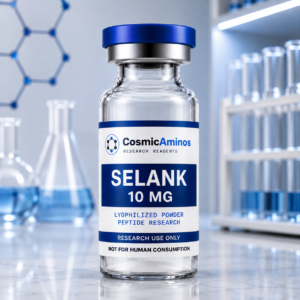 Selank 10 mg lyophilized peptide research vial with label
