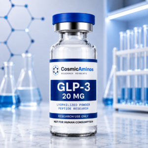 GLP-3 20 mg lyophilized peptide research vial with label