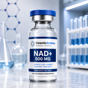 NAD+ 500 mg lyophilized research vial with label