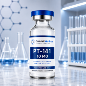 PT-141 10 mg lyophilized peptide research vial with label